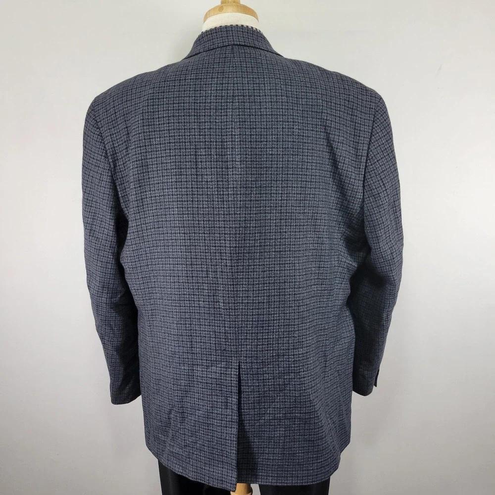 Chaps‎ Men's Sport Coat Blazer Two Button Flannel Navy Blue Wool Size 50R